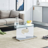 A Rectangular Modern And Fashionable Coffee Table With Tempered Glass Tabletop And MDF Legs. Suitable For Living Room.47.2"*25.5"*18"