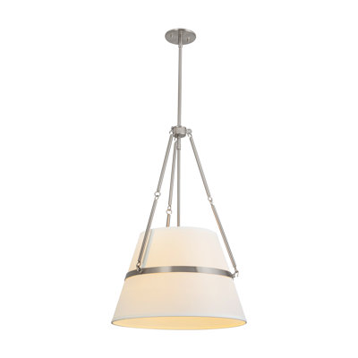 Oliver 18-in Brushed Nickel Pendant with White Linen Shade