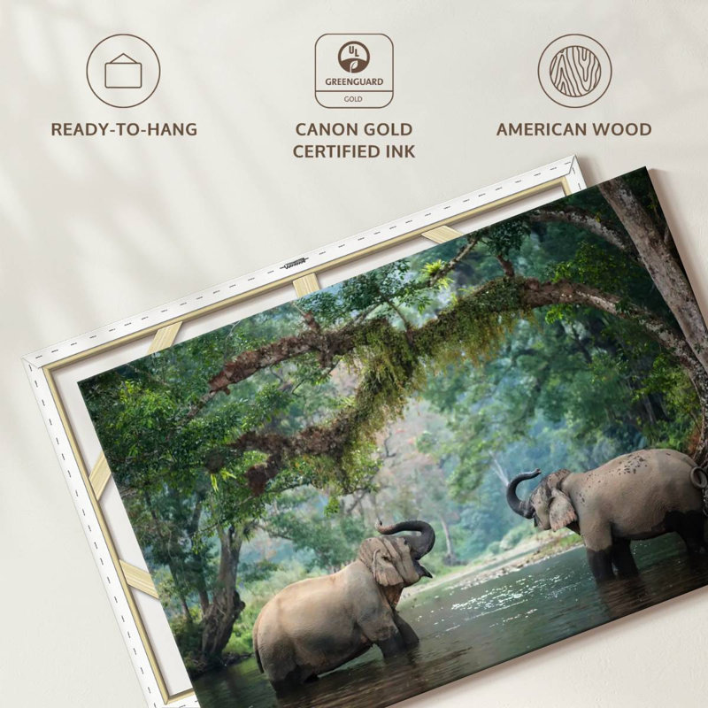 Brampt Bathing Elephants, 34" H x 51" W