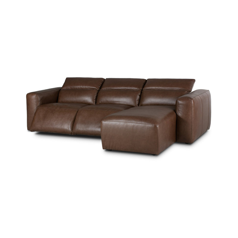 Radley 3PC Sectional W/RAF Chaise-Sonoma Coco, Right Hand Facing, Sonoma Coco Top Grain Leather