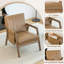 Fauteuil d'appoint en cuir Mid-Century moderne avec structure en bois-435501119