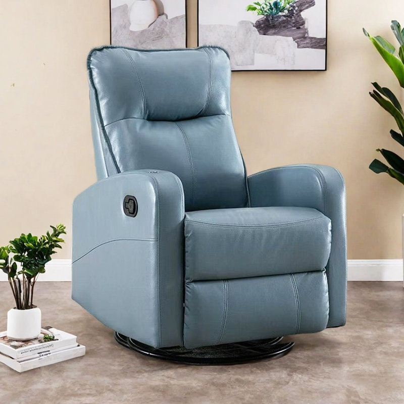 Fauteuil inclinable manuel multifonctionnel en similicuir, Bleu