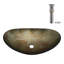 Lavabo de salle de bain vasque ovale en verre doré 21-1 / 2 po avec bonde escamotable chromée