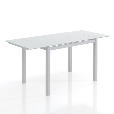 Rayden Extendable Glass Top Metal Base Dining Table