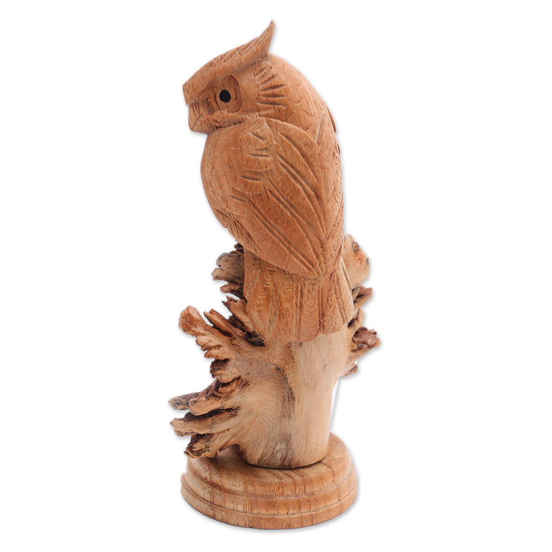 Figurine en bois perché hibou Astoria