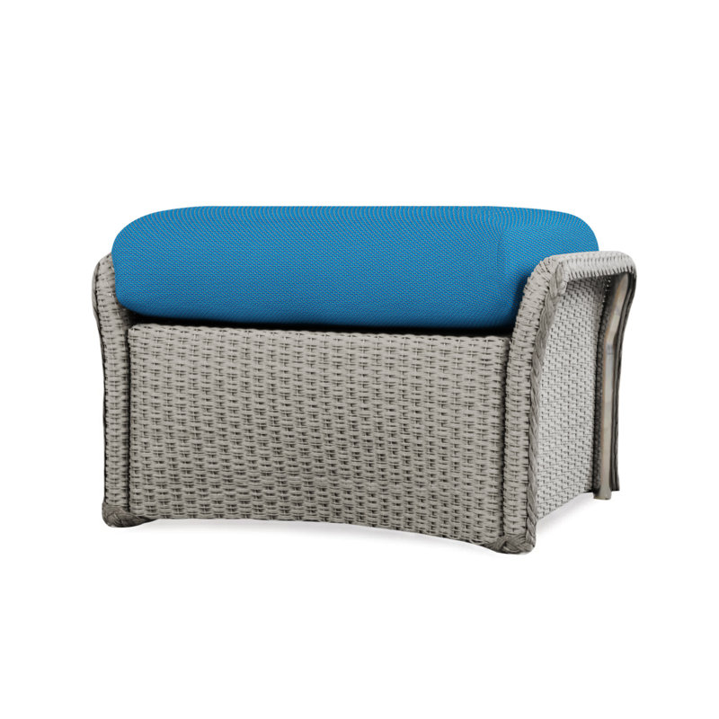 Weekend Retreat Outdoor Ottoman, Flagship Lapis Sunbrella®, Pewter