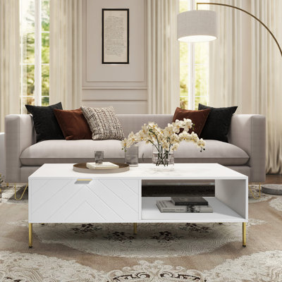 Table basse Mid-Century moderne avec tiroirs doubles