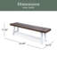 Banc de salle à manger en bois d'acacia brun foncé au fini sablé foncé avec structure en métal rustique blanc