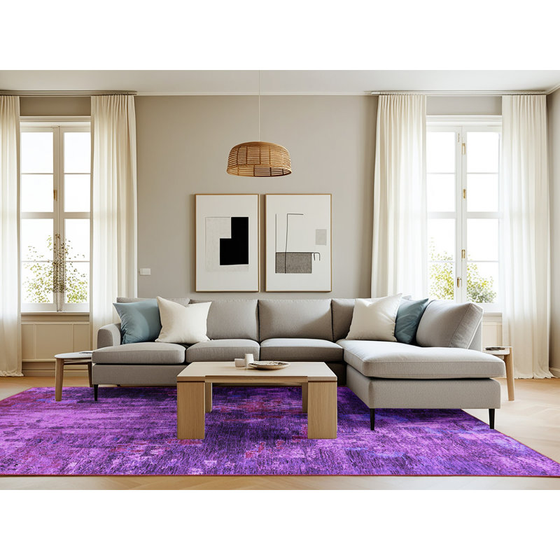 Tapis mauve Mid-Century 2739, Rectangle 8 pi x 12 pi