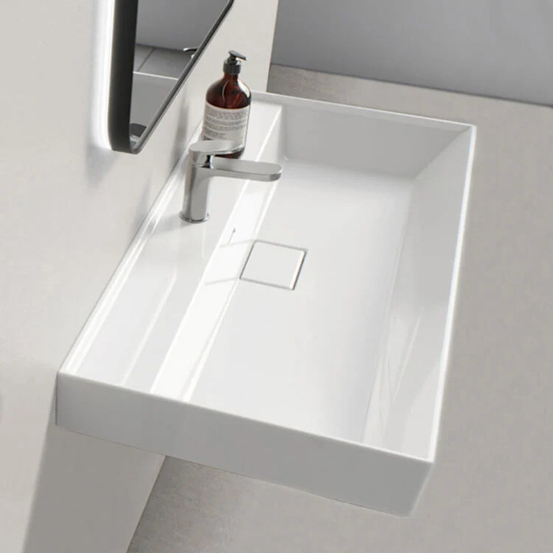 CeraStyle By Nameeks 18.9'' Ceramic Rectangular Bathroom Sink with Overflow, Single Hole Faucet