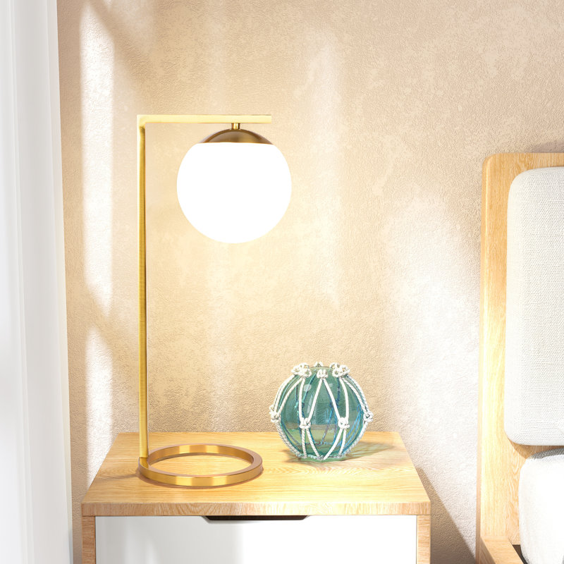Zarria Metal Table with White Opal Glass Dimmer Switch