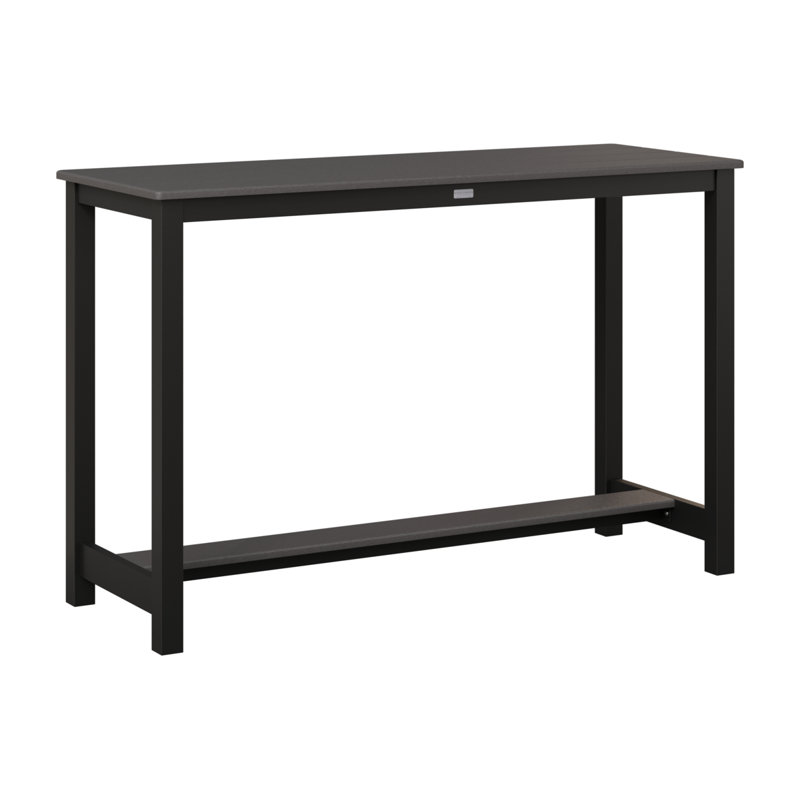 Balcony Outdoor Rectangle Bar Table, 38.5" H x 60" W x 22" D, Smoke Gray, Matte Black
