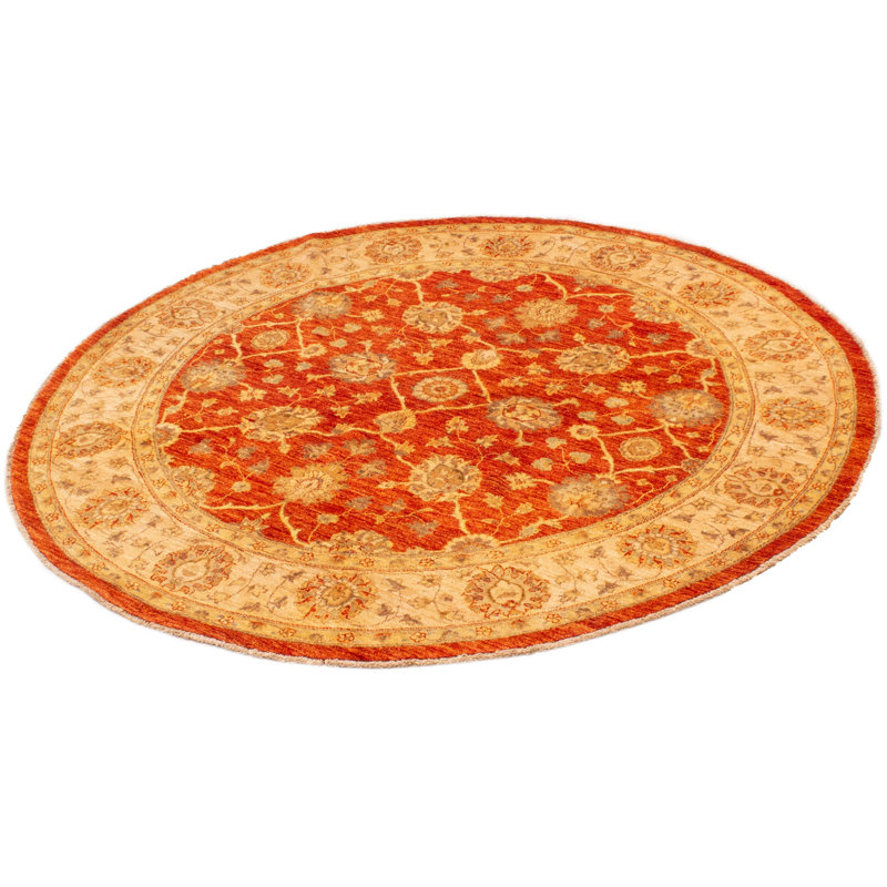 Tapis unique en laine noué à la main 8 pi 2 po nouvel âge en rouge et beige Lockney