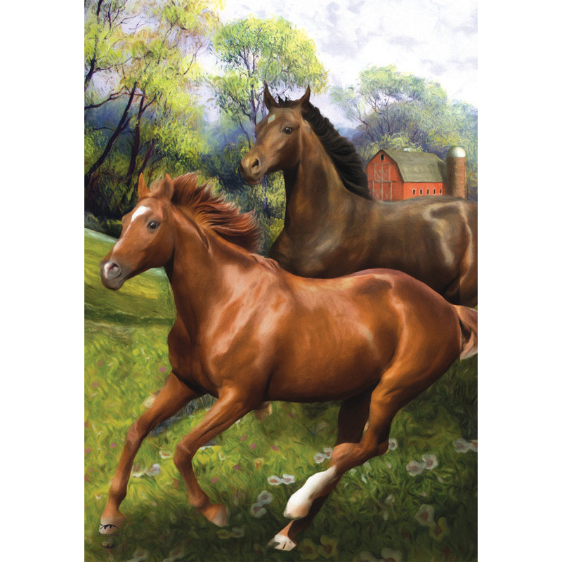 Drapeau de jardin des chevaux au galop