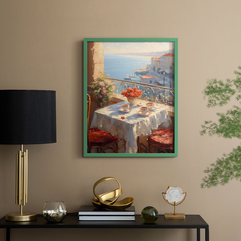 Reproduction encadrée FLORAL Series DCCXLV - bois massif, Vert, H 11 po x l 9 po