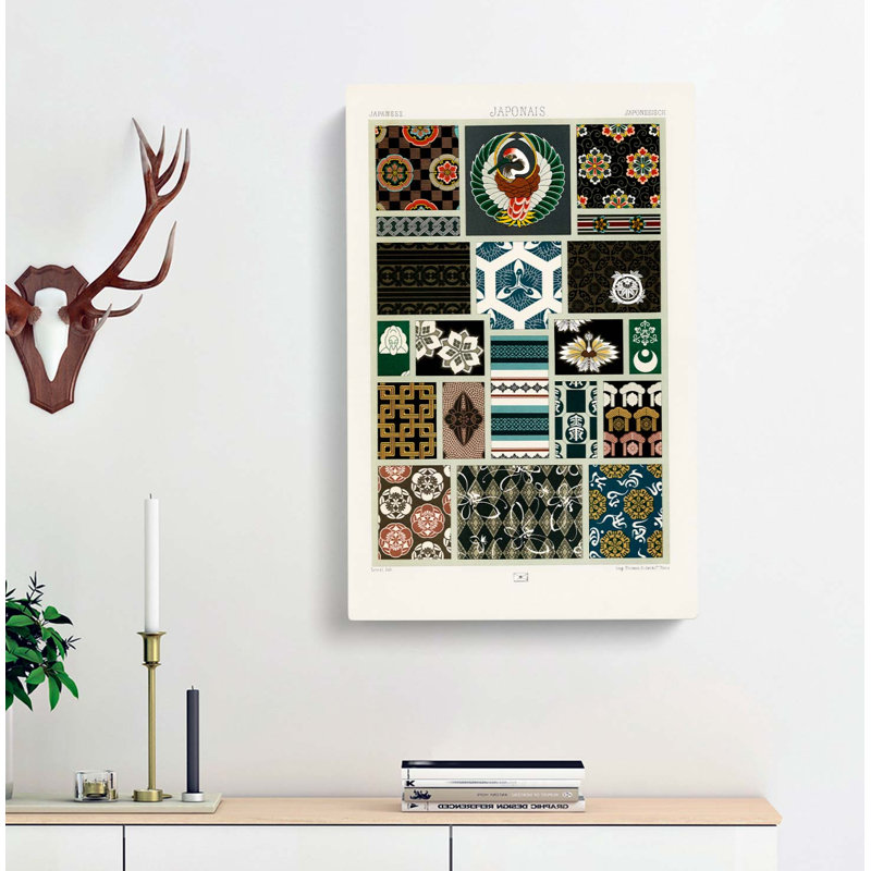 Japanese Themed Patterns by Albert Racinet - Wrapped Canvas, 60cm H x 40cm W x 3cm D