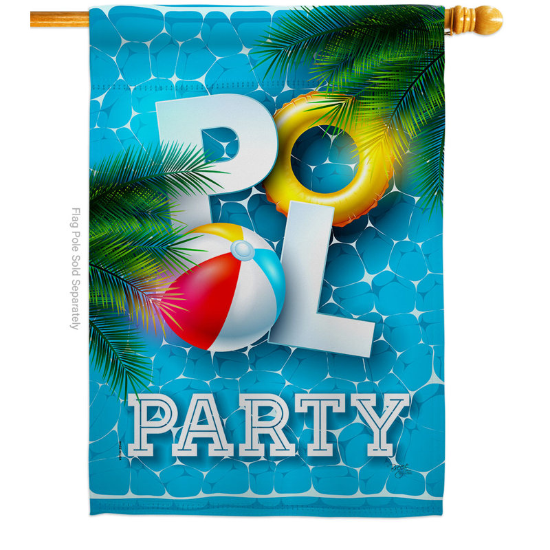 Drapeau de maison en polyester 40 x 28 po Pool Party House