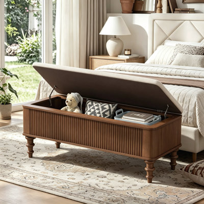 Banc repose-pieds de rangement multifonctionnel de 50,8 pouces avec sièges confortables et rangement caché pour les espaces de rangement