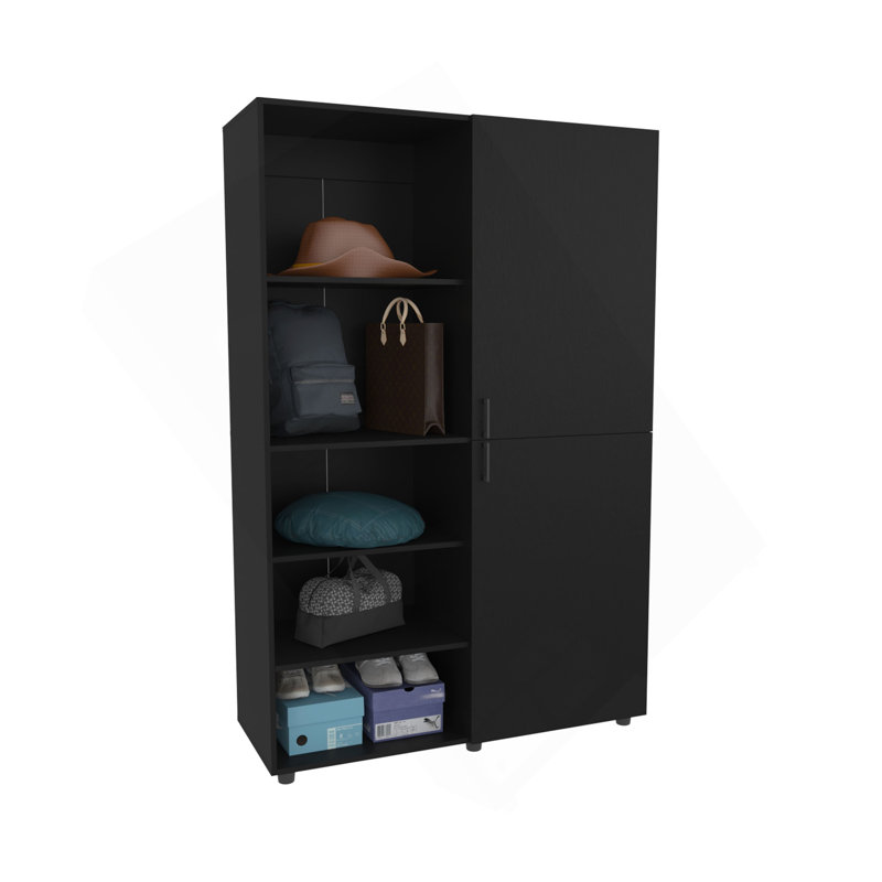 Ollie 2-Door Wardrobe With Open Storage,Wengue, Wenge