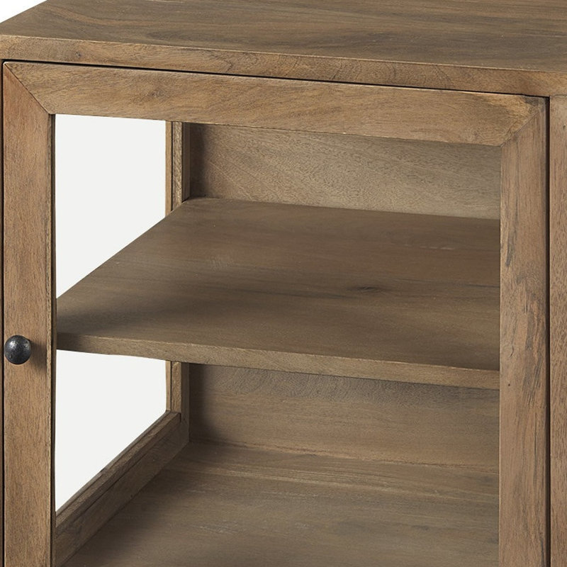  Table de bout carrée en bois massif brun transitionnel 26 po