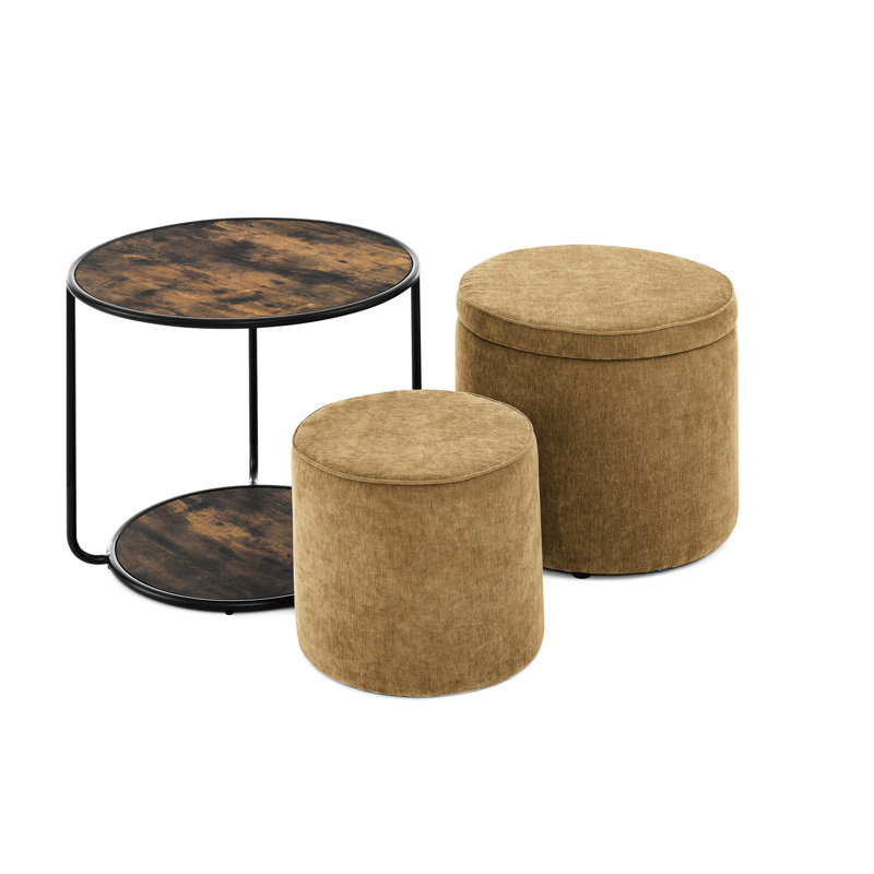 Table jaune foncé avec espace de rangement et design raffiné, Jaune foncé