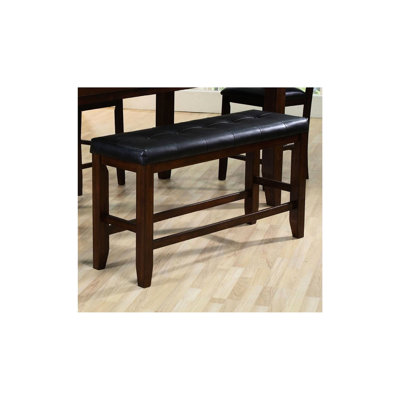 Banc brun à hauteur de comptoir, siège rectangulaire en similicuir avec pieds fuselés en bois pour la décoration intérieure du salon moderne