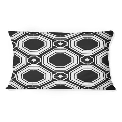 Coussin lombaire Mid-Century noir Hexagon I