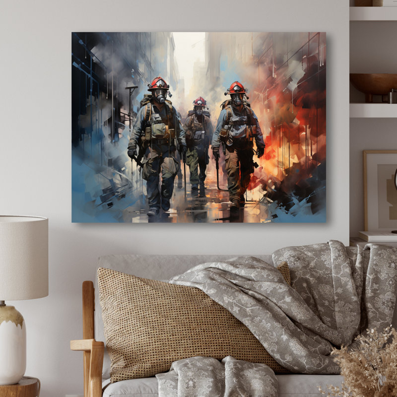 «Fireman Heroes in Action II», reproduction sur métal, H 12 po x l 20 po