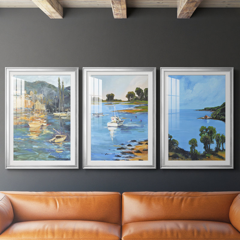 Tiges tropicales II - reproduction encadrée sur mesure de qualité supérieure mate - 3 pièces, H 21 po x l 30 po