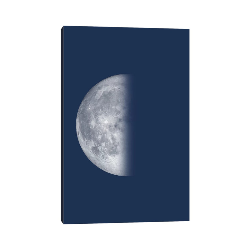 Last Quarter Moon - Blue 1 Piece Wrapped Canvas Wall Art, 20.32 cm H x 30.48 cm W