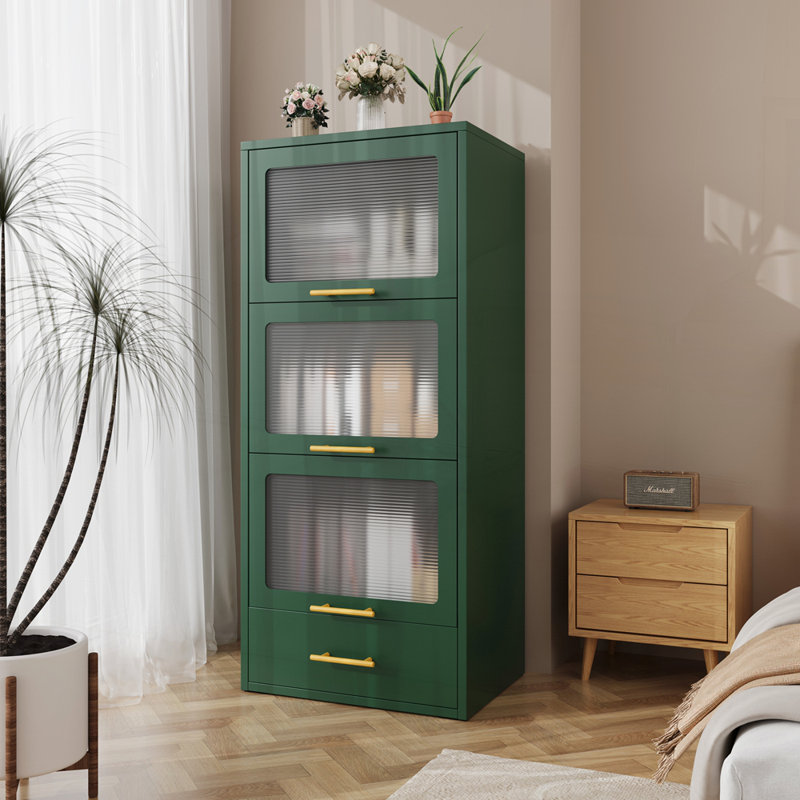 Élégant buffet en métal facile à assembler et amplement de rangement pour une décoration moderne, Vert