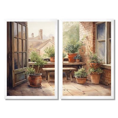 Cottage Cottage Garden - paysage, impressions sur toile, paysages verts, art mural 2 pièces