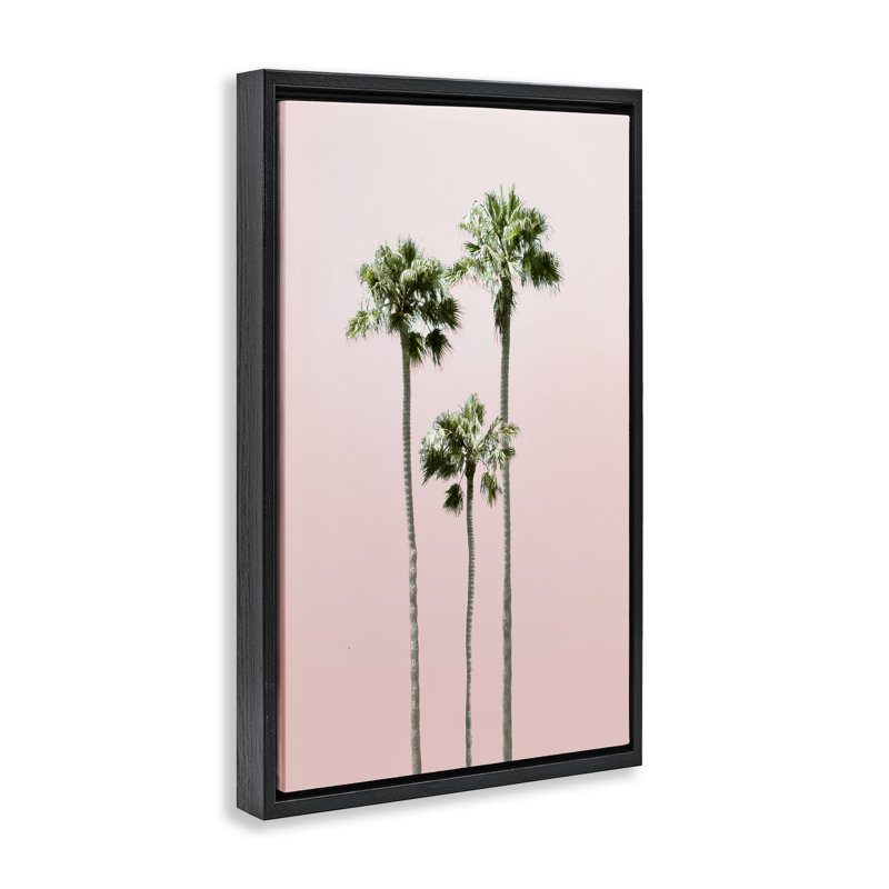 Cadre flottant Palm Getaway Sky, design par Natalie Carpentieri, Cadre flottant noir de jais, H 25 po x l 17 po