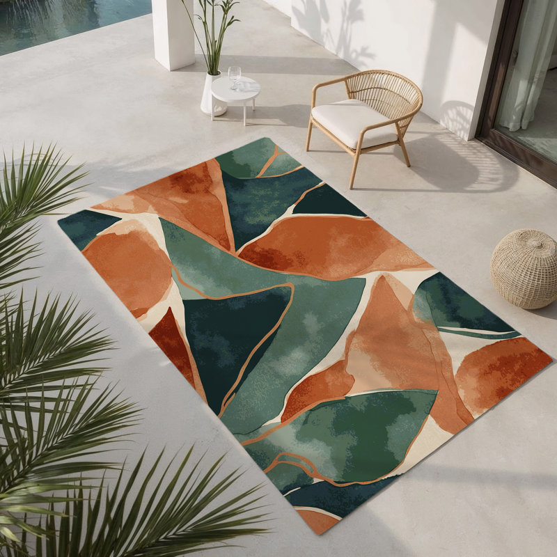 Gilded Greens Indoor And Outdoor Area Rug, Rectangle 1'6" x 2'6"