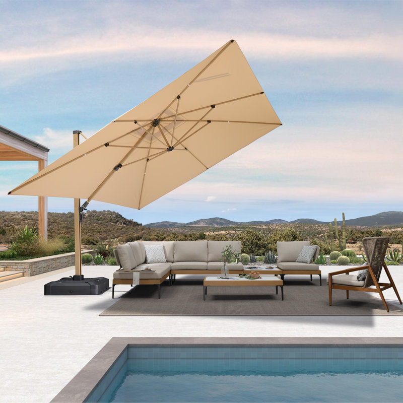 Corrigan Studio® Palace MEB 12 X 12FT Patio Cantilever Umbrella,Beige, Beige