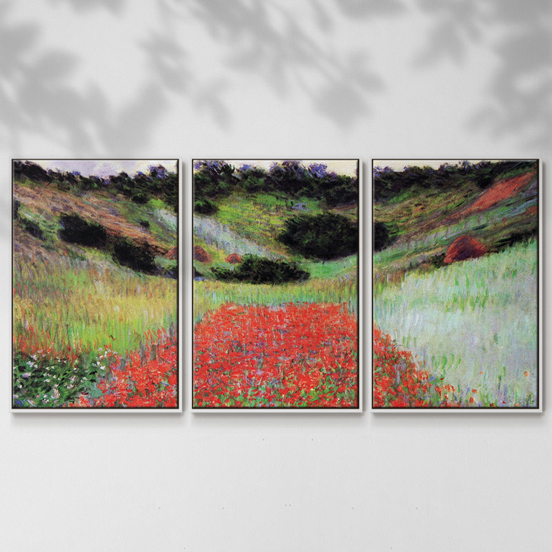 " Monet " 3 - Pieces, 24" H x 48" W x 2" D, White