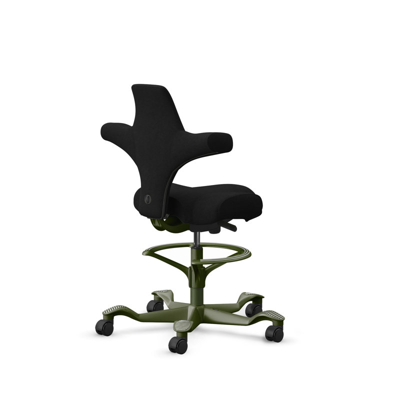 HÅG Capisco Adjustable Sit-to-Stand Height Chair with Footring, Moss Green, Green Apple