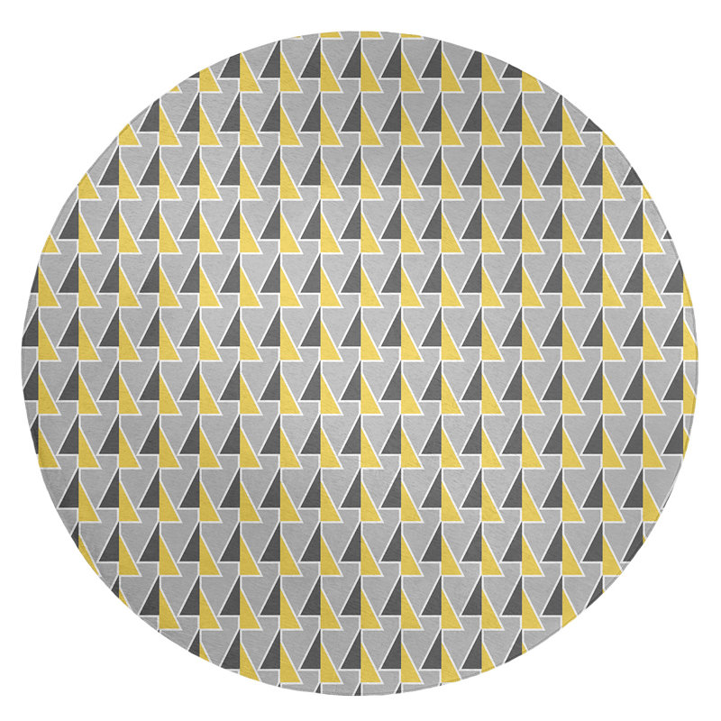 Chenille Geometric Indoor Rug, Round 5'