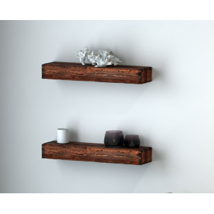 Ausia 2 Piece Acacia Solid Wood Floating Shelf (Set of 2)