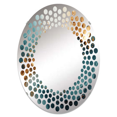 Miroir mural à pois or bleu sarcelle et spirale océan MIR106057 O