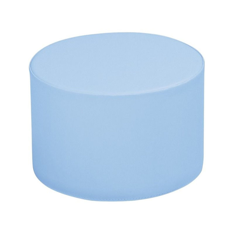 Pouf rond de base - Hauteur du siège: 12 po, H 14 po x l 25 po x P 25 po, Bleu clair