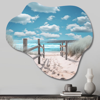 Beach Seascape Dreams Path I - Coastal Beach Cloud Shape Irregular Metal Wall Decor