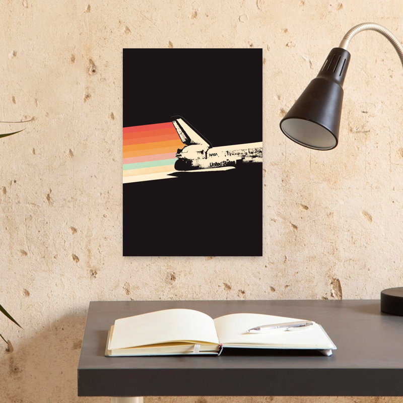 Space Shuttle Rainbow Trail Abstract Contemporary Landscape Nature Wall Art Print 1 Piece Wrapped Canvas Wall Art