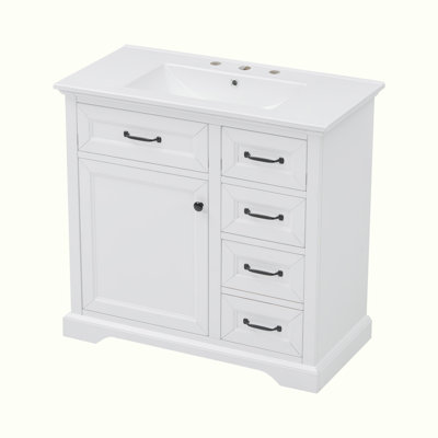 Meuble-lavabo de salle de bain avec lavabo, tiroir fonctionnel, tablette de porte