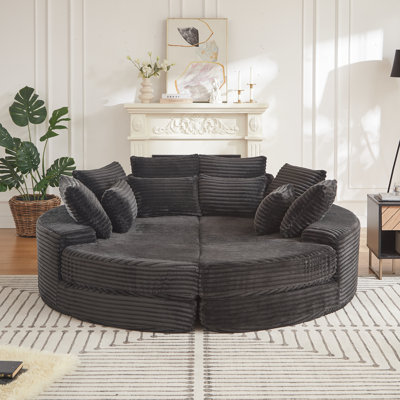 Futon de style moderne Mid-Century de 78,5 pouces avec tissu en velours côtelé Dadrien