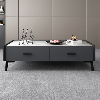 Bkoksety Italian Minimalist Slate Coffee Table with Drawers