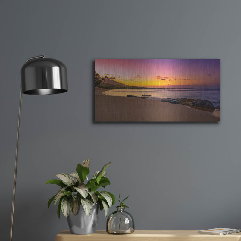 «Sunset Beach» par Jonathan Ross, art mural en métal, H 12 po x l 24 po