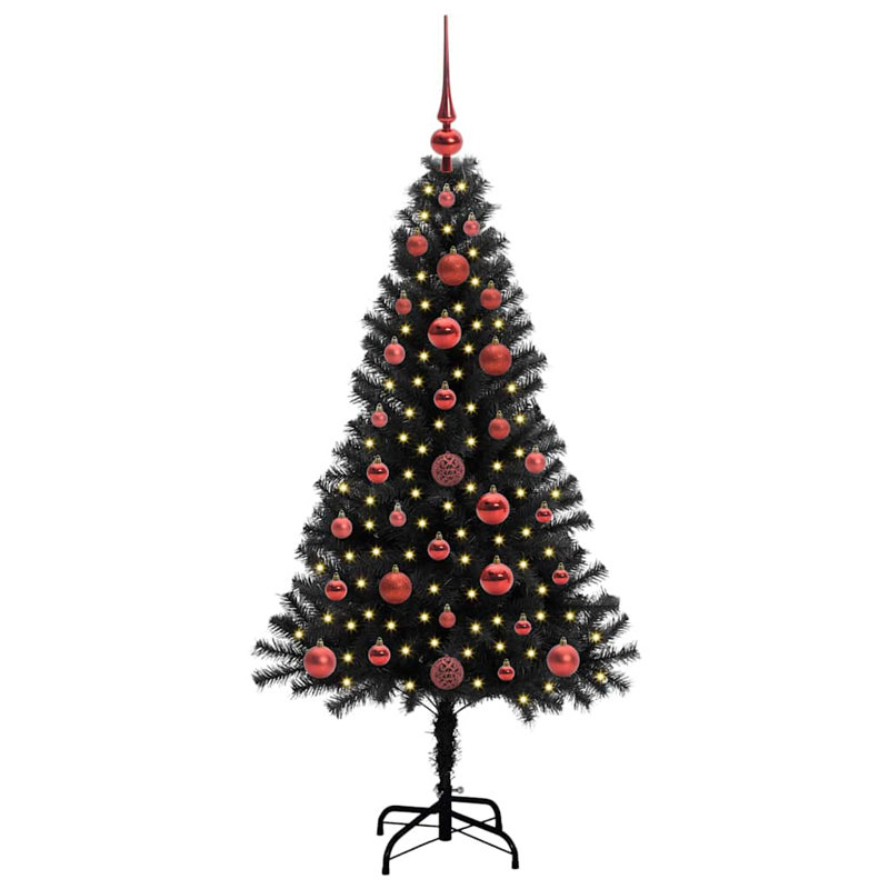Christmas Tree with 150 LEDs with Stand PVC, Red, 3.94' H