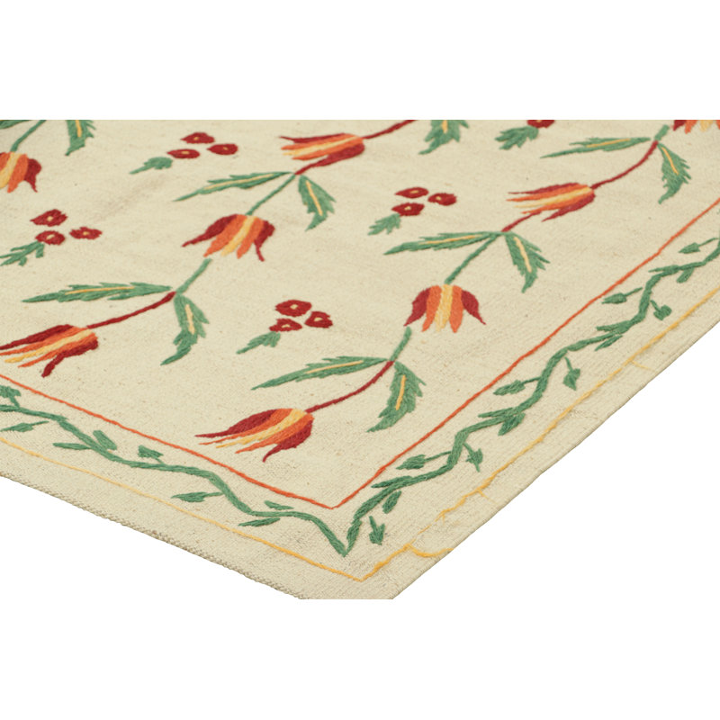 Rug & Kilim’S Suzani Style Kilim In Cream And Warm Polychromatic Floral Patterns