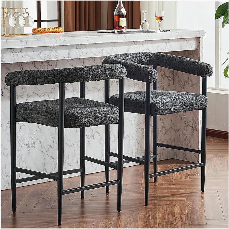 Ensemble de 2 tabourets de bar rembourrés Modern, Gris